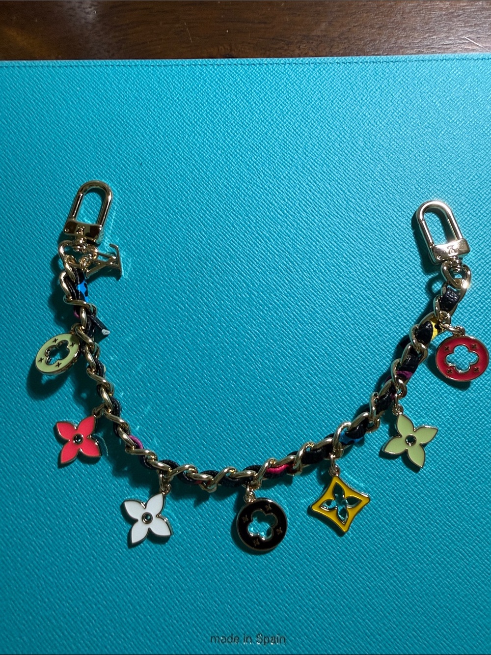Black multicolor bag charm